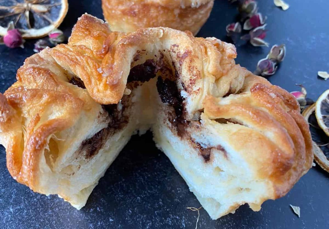 kouign amann pastry filled with chocolate